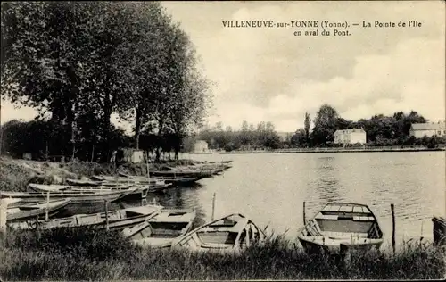 Ak Villeneuve sur Yonne, La Pointe de l'Ile en aval du Pont