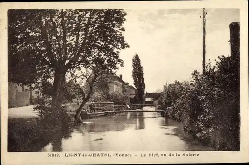 Ak Ligny le Chatel Yonne, Le Bief, vu de la Soierie