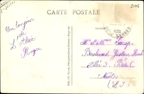 Ak L'Absie Deux Sèvres, Carrefour de la Gare