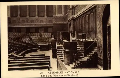 Ak Paris VII., Assemblée Nationale, Salle des Séances, Cote droit