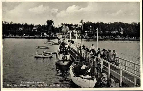 Ak Seebad Lubmin, Seebrücke, Strand