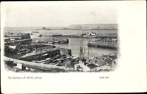 Ak St. Helier Jersey Kanalinseln, The Harbour, Hafenpartie