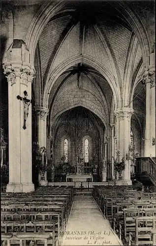 Ak Morannes Maine et Loire, Eglise, Interieur