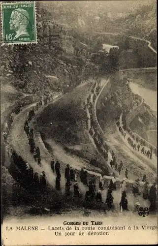 Ak La Malene Lozère, Lacets de la Route conduisant à la Vierge