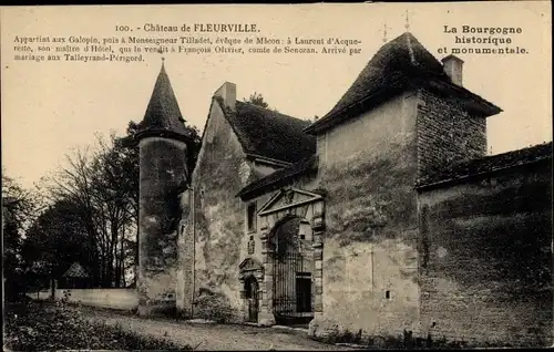 Ak Fleurville Saône et Loire, Vue du Château