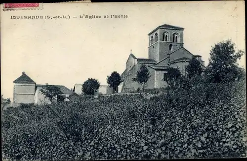 Ak Iguerandes Saône et Loire, L'Église et l'École