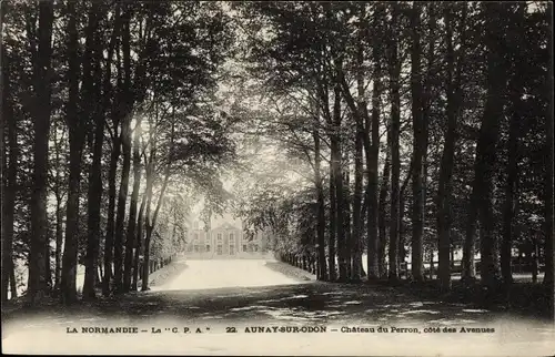 Ak Aunay sur Odon Calvados, Chateau du Perron, cote des Avenues