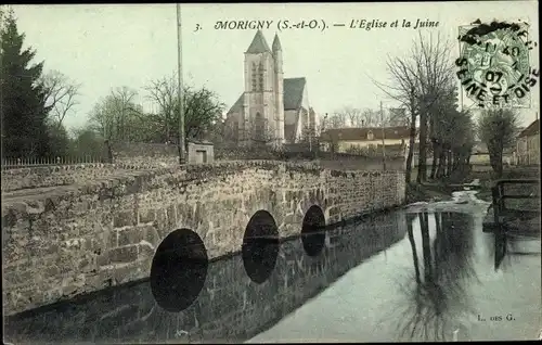 Ak Morigny Essonne, L'Eglise et la Juine