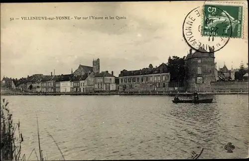 Ak Villeneuve sur Yonne, Vue sur l'Yonne et les Quais