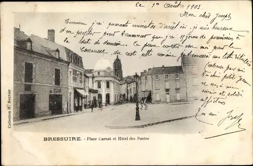 Ak Bressuire Deux Sèvres, Place Carnot, Hotel des Postes