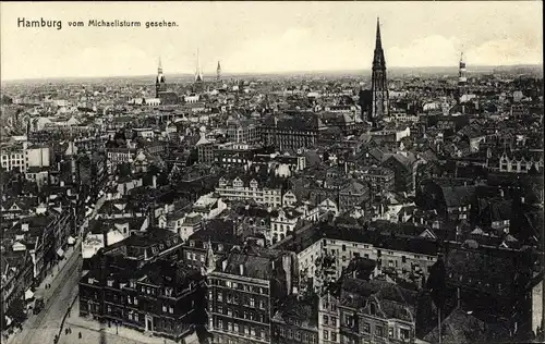 Ak Hamburg, Panorama vom Michaelisturm aus gesehen