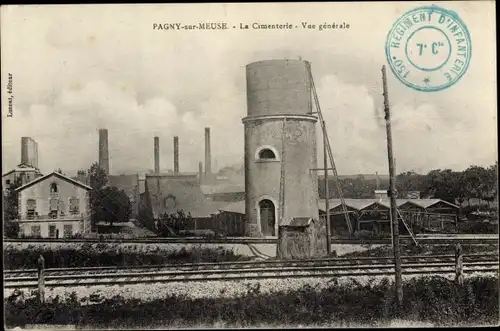 Ak Pagny sur Meuse Lothringen Meuse, La Cimentiere, Vue générale