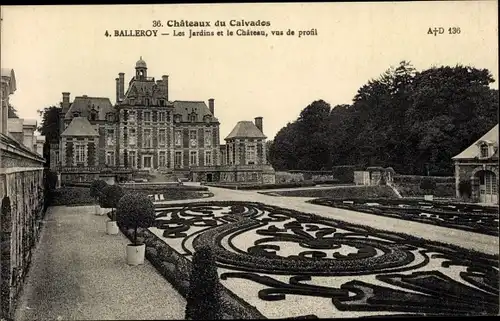 Ak Balleroy Calvados, Chateau, Jardins, vus de profil