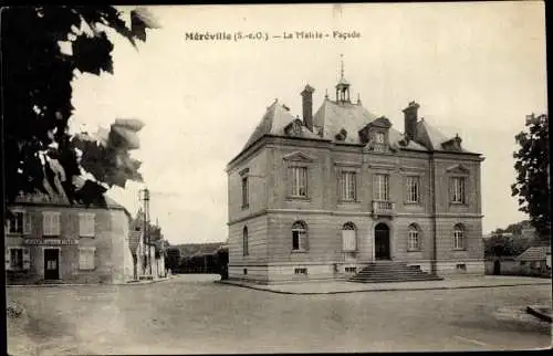 Ak Mereville Essonne, La Mairie, Facade, Rathaus, Café