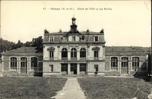 Ak Orsay Essonne, Hotel de Ville et les Ecoles