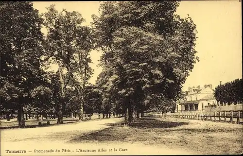 Ak Tonnerre Yonne, Promenade du Patis, l'Ancienne Allée et la Gare