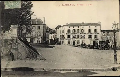 Ak Parthenay Deux Sèvres, Entrée de la Ville, Restaurant de l'Avenue de la Gare