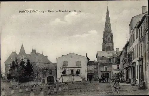 Ak Parthenay Deux Sèvres, Place du Marché aux Boeufs