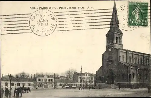 Ak Paris XIII., Place Jeanne d'Arc, Kirche