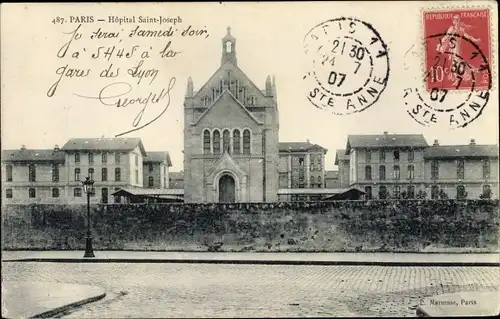 Ak Paris XIV., Hopital Saint Joseph, Kirche