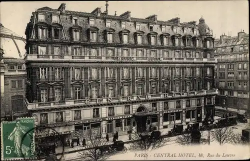 Ak Paris IV., Central Hotel, Rue du Louvre 40