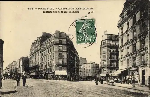 Ak Paris V., Carrefour Rue Monge, Daubenton et de Mirbel