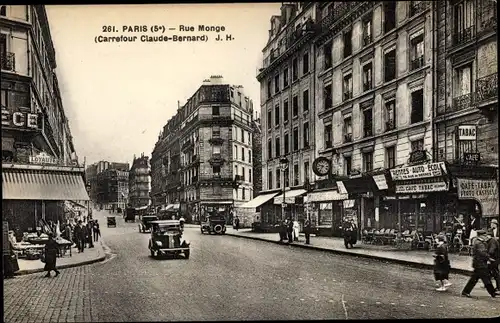 Ak Paris V., Rue Monge, Carrefour Claude Bernard