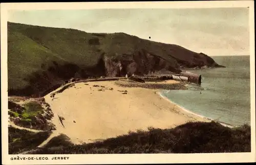 Ak Greve de Lecq Jersey Kanalinseln, Strandpartie