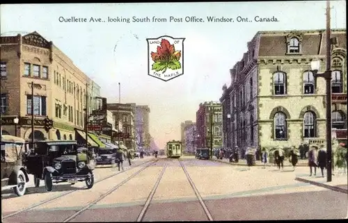 Ak Windsor Ontario Kanada, Ouellette Avenue, looking South from Post Office