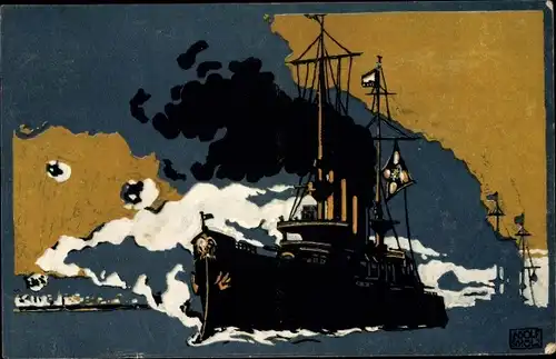 Künstler Ak Scholz, Adolf, Deutsches Kriegsschiff, Deutsches Rotes Kreuz, Kriegshilfe