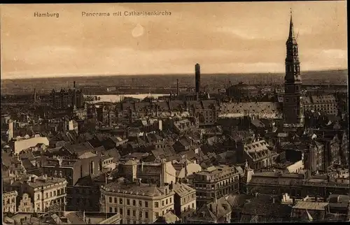 Ak Hamburg, Panorama mit Katharinenkirche