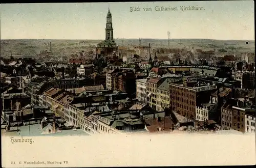 Ak Hamburg, Blick vom Katharinenkirchturm auf die Stadt