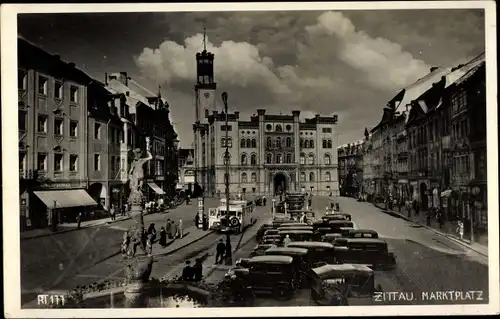 Ak Zittau in der Oberlausitz, Marktplatz