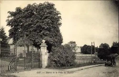 Ak Gif Essonne, Entree de la Villa des Sources, Auto