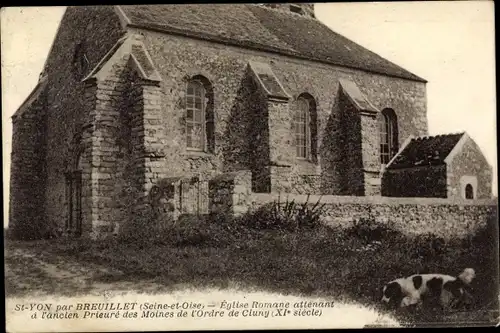 Ak Saint Yvon par Breuillet Essonne, Eglise Romane, Kirche