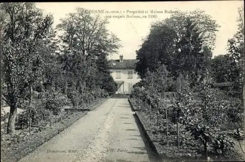 Ak Crosne Essonne, Maison Boileau, Villa, Gartenpartie