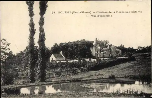 Ak Gourgé Deux Sèvres, Chateau de la Roche aux Enfants