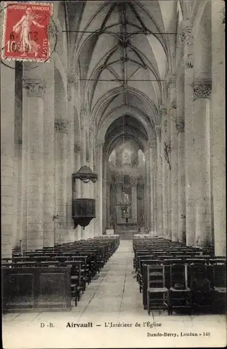 Ak Airvault Deux Sèvres, Eglise, Interieur