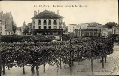 Ak Le Raincy Seine Saint Denis, Le Rond point de la Station