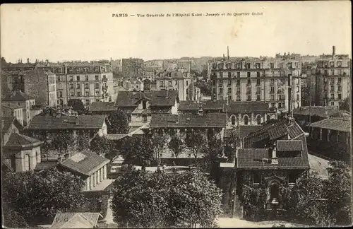 Ak Paris XIV., Vue générale de l'Hopital Saint Joseph, Quartier Didot