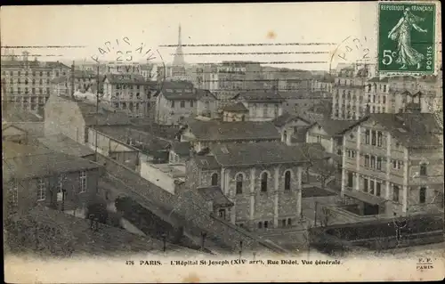 Ak Paris XIV., L'Hopital Saint Joseph, Rue Didot, Vue générale