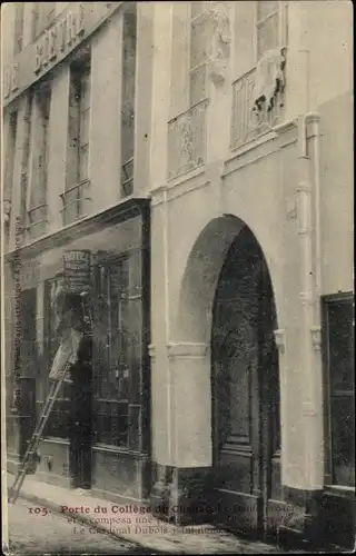 Ak Paris V., Porte du Collège de Chanac