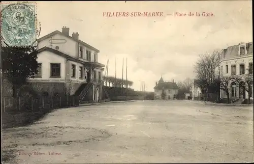 Ak Villiers sur Marne Val de Marne, Place de la Gare