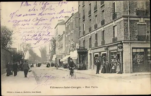 Ak Villeneuve Saint Georges Val de Marne, Rue Paris