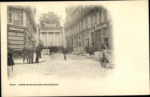 Ak Paris X., Poste de Police Cite d'Hauteville