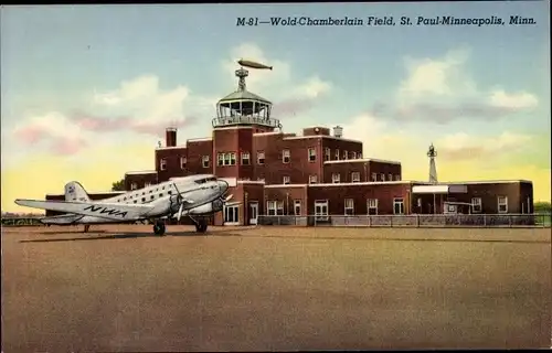 Ak Minneapolis St. Paul Minnesota USA, Airport, Wold Chamberlain Field, Northwest DC 3