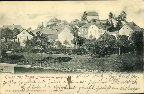 Ak Daun in der Eifel Rheinland Pfalz, Südwestliche Burgansicht