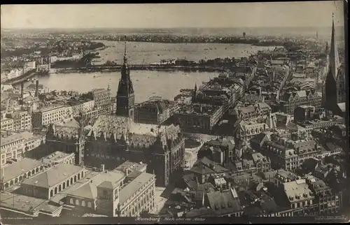 Ak Hamburg, Blick über die Alster