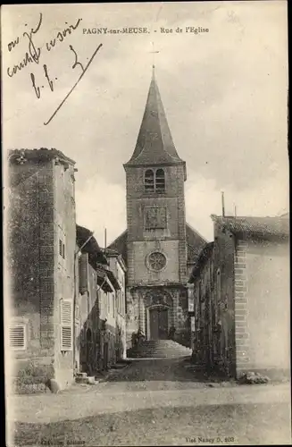 Ak Pagny sur Meuse Lothringen Meuse, Rue de l'Eglise