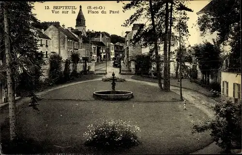 Ak Septeuil Yvelines, Vue sur la Place du Pavé